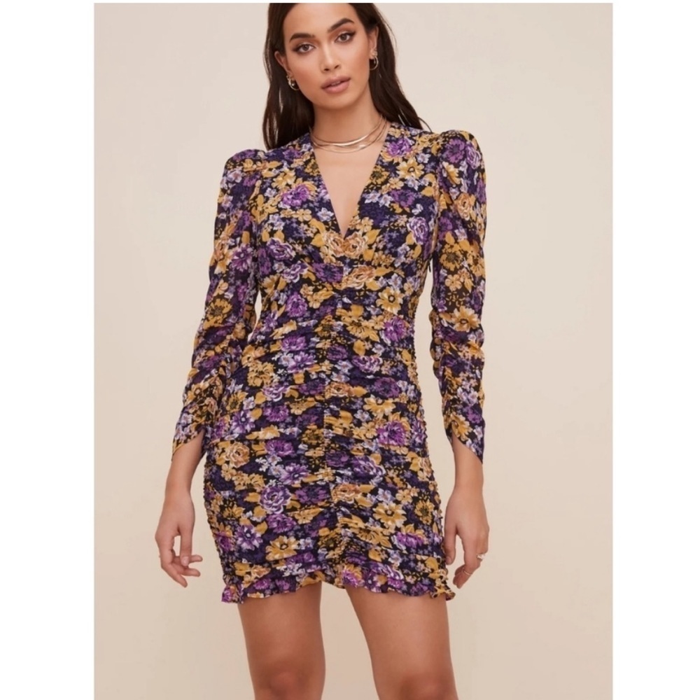 ASTR the Label Ruched Long Sleeve Mini Dress - Small
